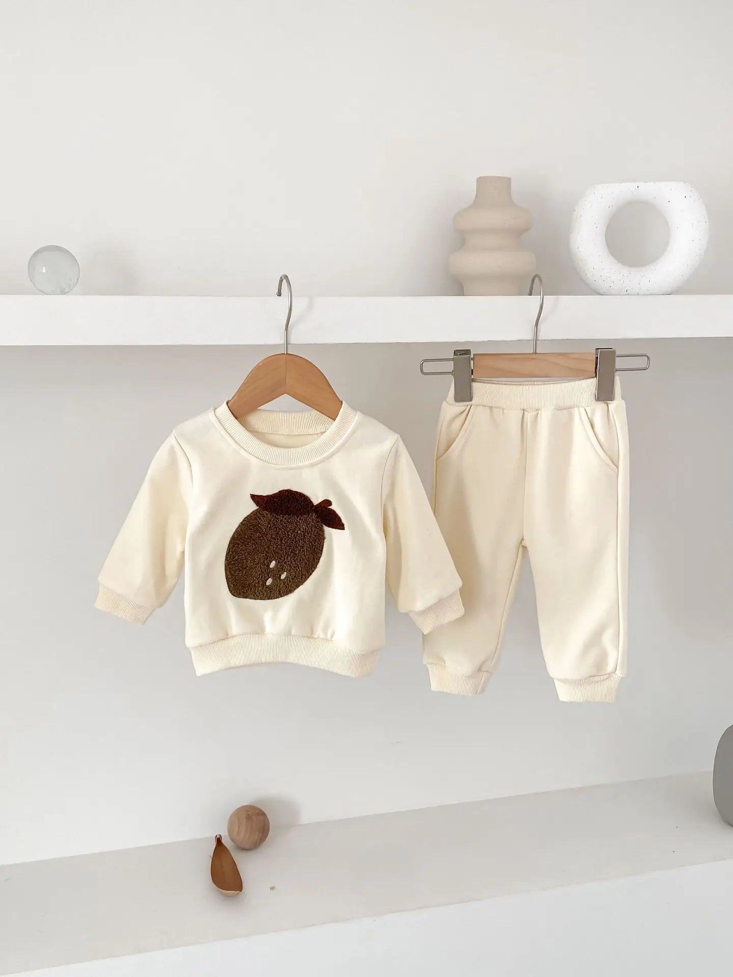 Trendy Korean Style Baby Casual Spring Suit – Fruit Print Sweatshirt & Pants Set