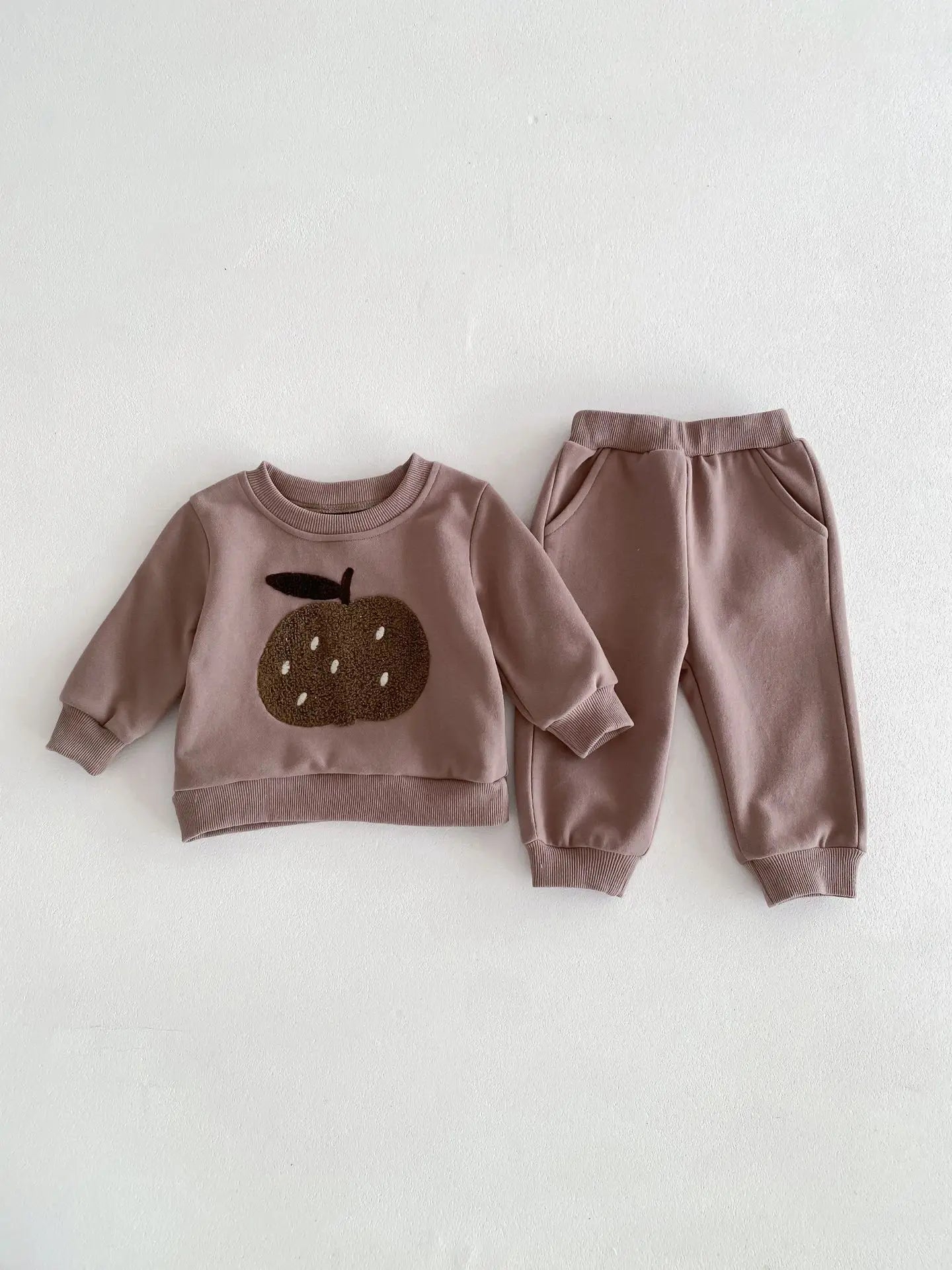 Trendy Korean Style Baby Casual Spring Suit – Fruit Print Sweatshirt & Pants Set