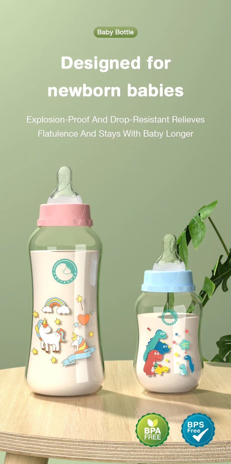 Dr.Isla Baby Bottle - 240ml Wide Mouth Bottle for Infants and Toddlers