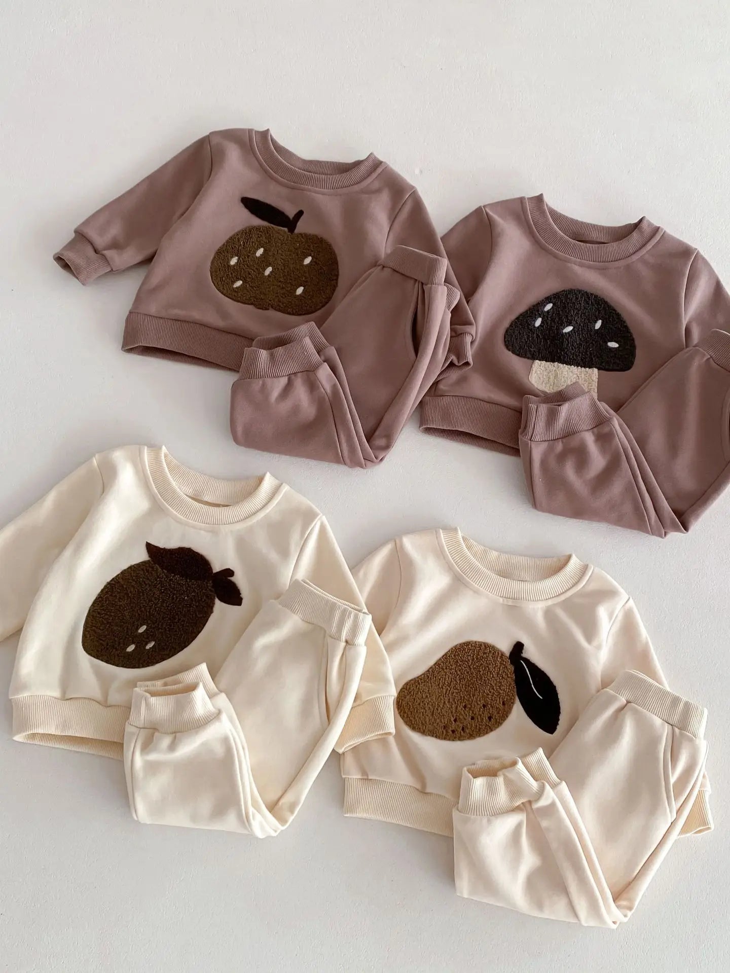 Trendy Korean Style Baby Casual Spring Suit – Fruit Print Sweatshirt & Pants Set