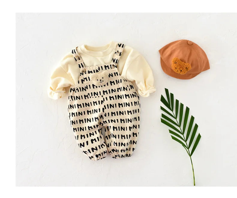 MILANCEL Korean Style Baby Romper - Print Design, Soft Cotton, Unisex