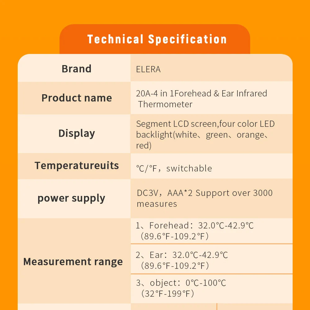 ELERA 20A Infrared Thermometer – Fast, Accurate, and Multifunctional