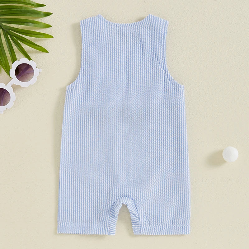 Baby Boys Sleeveless Striped Jumpsuit – Cute & Comfy Summer Romper 🌞👶