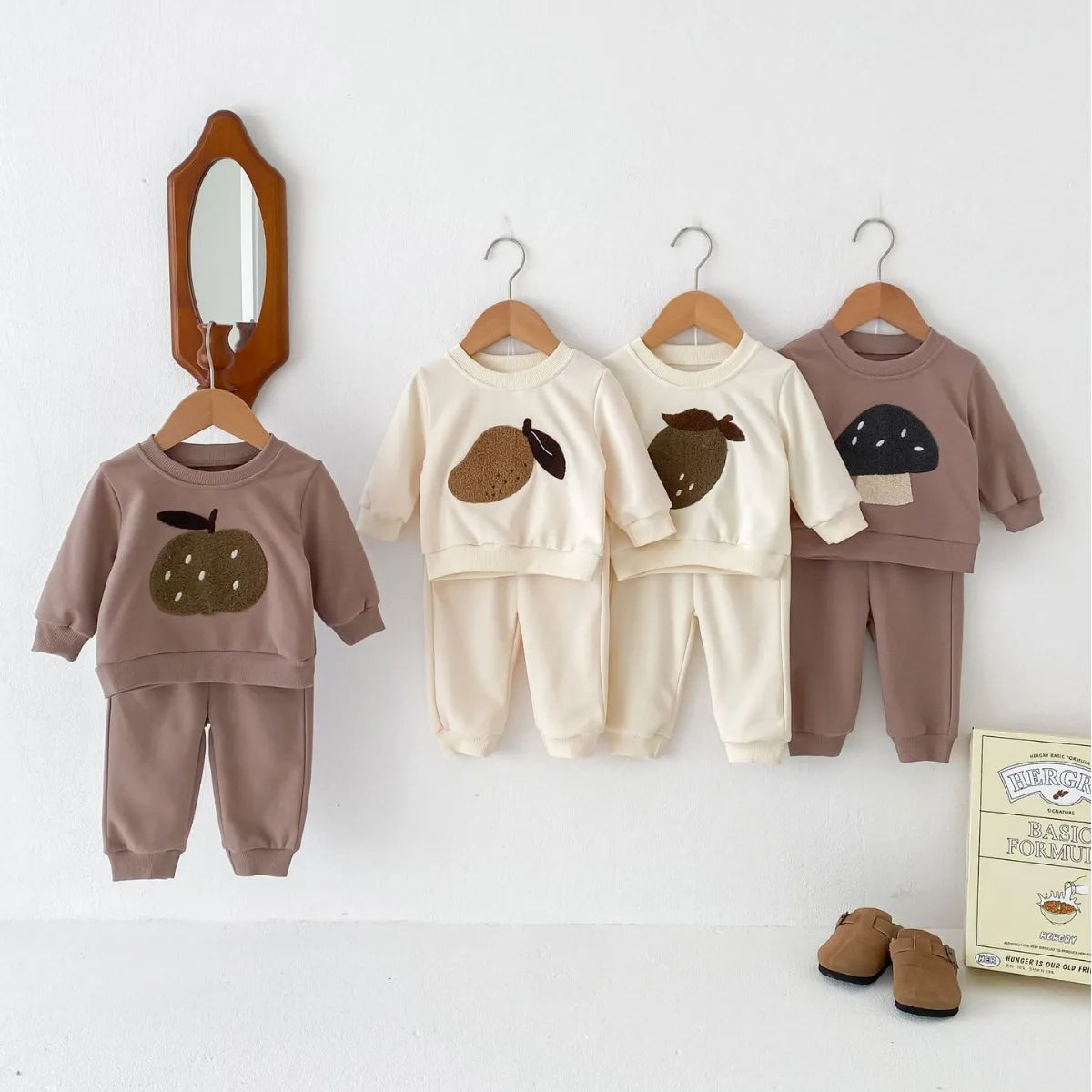 Trendy Korean Style Baby Casual Spring Suit – Fruit Print Sweatshirt & Pants Set